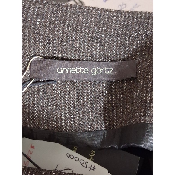 Annette Görtz Billy Brown Pinstripe Midi Skirt Contrast Stripe Size 34 NEW - Picture 2 of 7